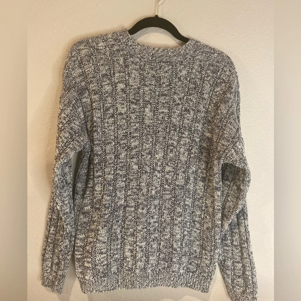 American Weekend~Navy/White Marled Pullover Open Knit Braid-Look Sweater~Size L - Picture 11 of 13